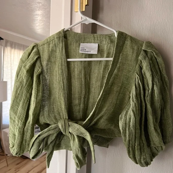 Lisa Marie Fernandez | Tops | Lisa Marie Fernandez Green Wrap Blouse Size 2  | Poshmark